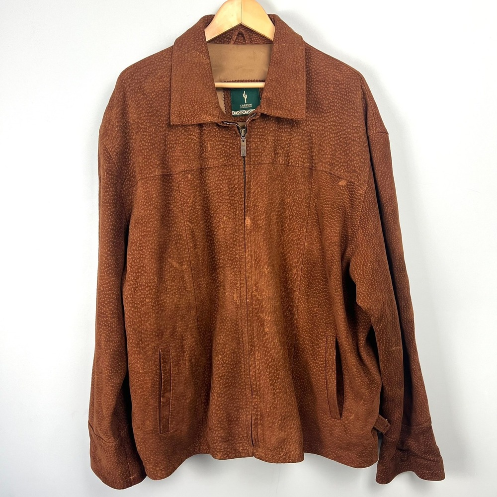 VTG Cardon Mens Capybara Leather Jacket Brown Made in  Argentine Size M